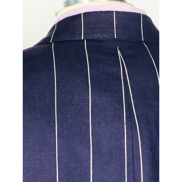 42L Jacobsons USA Mens Vintage Double Breasted Linen Wool Blazer Jacket Navy - Picture 11 of 14